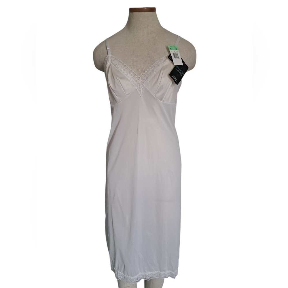 VANITY FAIR classics DAYWEAR full white slip lace detail boudoir lingerie 36